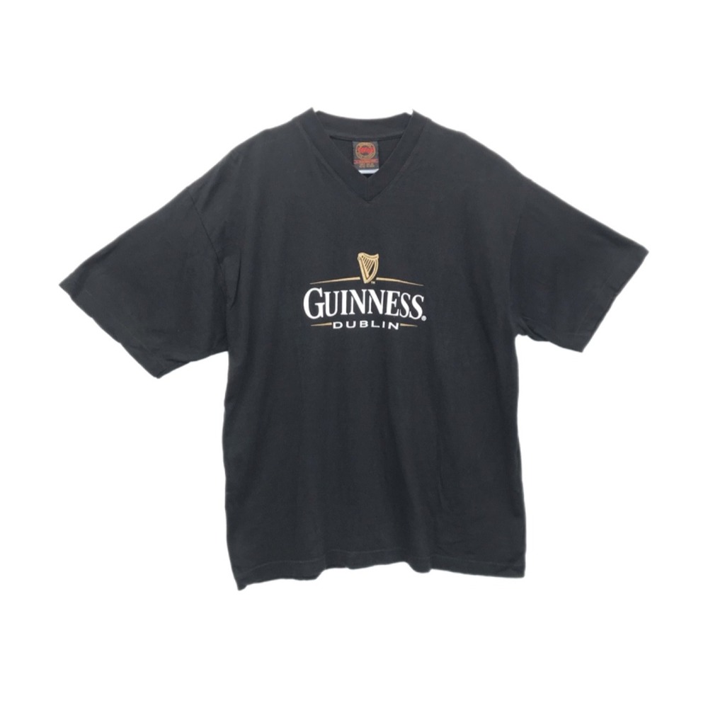 Guinness Beer T Shirt Men's V-Neck Black Short Sleeve Official Merch Size XL